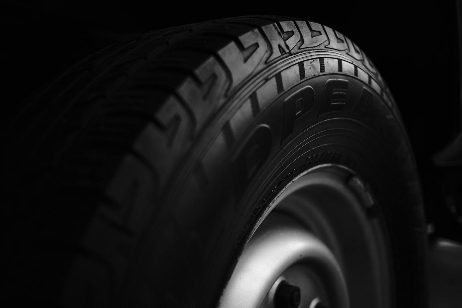 Close-up of a tire sidewall