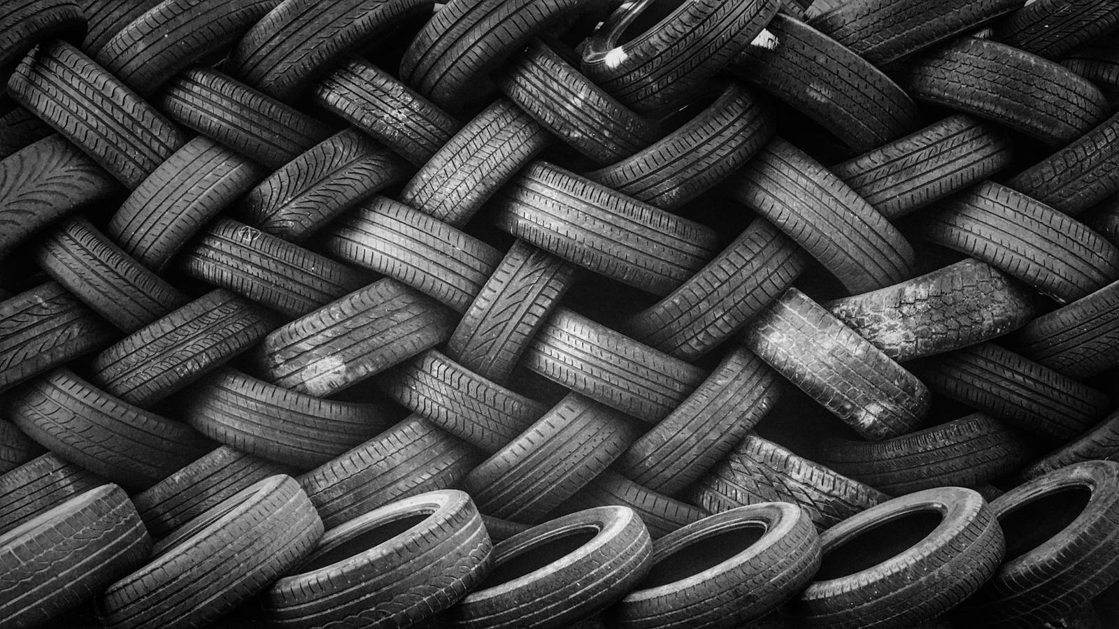 Stacks of new and used tires